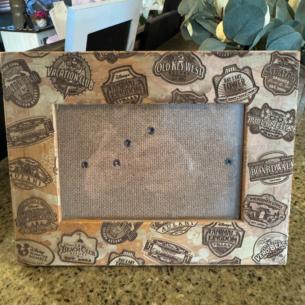 Disney Brown Travel Stamp Wood Picture Frame